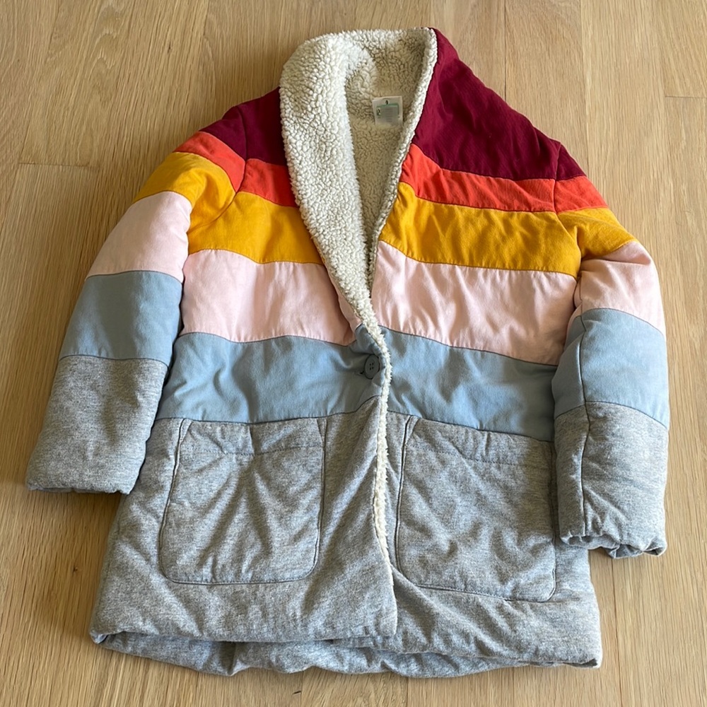 Hanna Andersson colorblock Sherpa coat size 5
